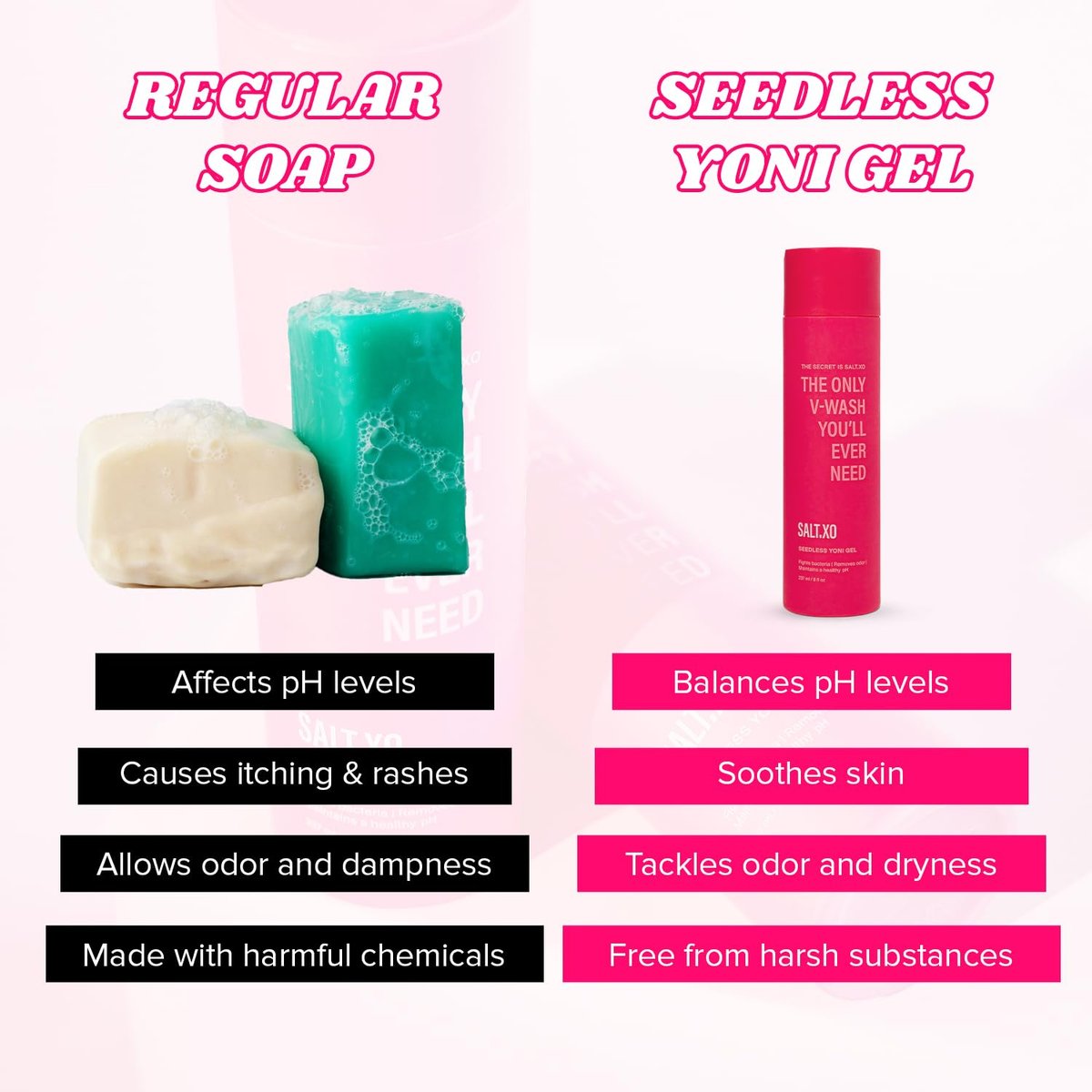 salt.xo Seedless Yoni Gel Wash, Feminine – Seedless Formulation: Our unique seedless gel ensures a smooth, – Image 4