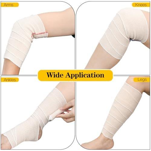 2 Pack 4" Premium Elastic Bandage Wrap, Reusable Hook and Loop Compression Wrap Bandage for Knees, Ankles, Wrists, Legs, Body - görsel 14