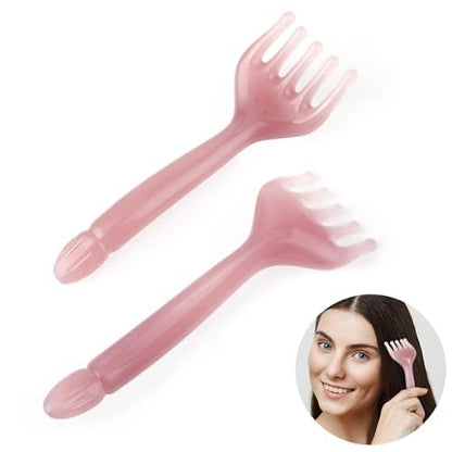 WY LIGHTING LEVEL 2Pcs Head Massager Manual Hair Scalp Massager Gua Sha Five Claw Massage Tool Comb Portable Handheld Resin Relax Tool for Father's Day Mother's Day Gifts (Pink Purple)