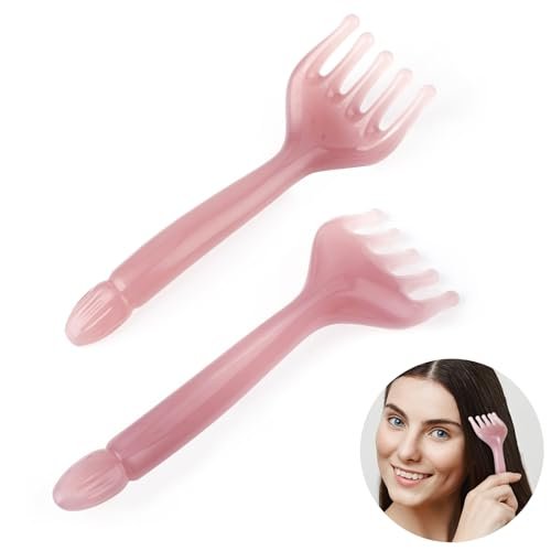 WY LIGHTING LEVEL 2Pcs Head Massager Manual Hair Scalp Massager Gua Sha Five Claw Massage Tool Comb Portable Handheld Resin Relax Tool for Father's Day Mother's Day Gifts (Pink Purple) - görsel 16
