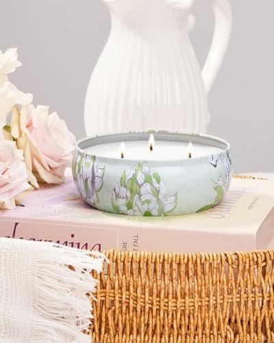 M&SENSE Soothing Eucalyptus Scented Candles, Large 3 Wick Soy Tin Candle, Over 40 Hour Burning Time, 100% Natural Vegan Wax, Relaxing Aromatherapy Aesthetic Candle Gift for Women Men - görsel 1