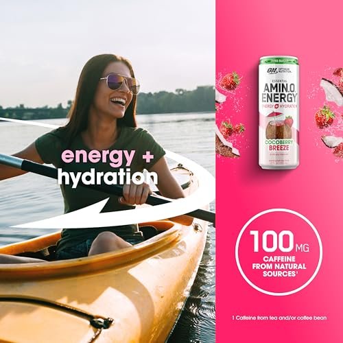 Optimum Nutrition Amino Energy Sparkling Hydration Drink, Electrolytes, Caffeine, Amino Acids, BCAAs, Sugar Free, Peach Bellini, 12 Fl Oz, 12 Pack - görsel 9