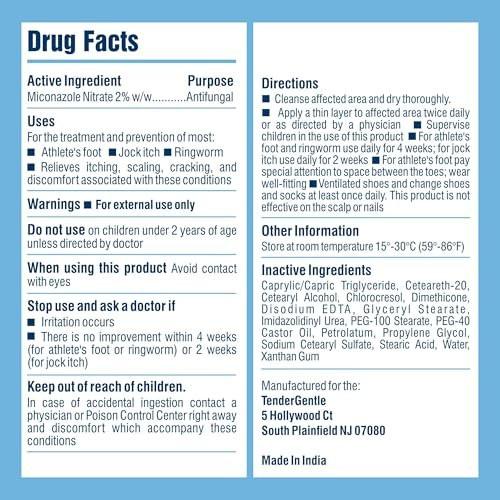 TenderGentle Miconazole Antifungal Cream for Skin - 4 oz Tube, 2 Pack - Miconazole Nitrate for Jock Itch, Athlete's Foot, Itching, and Ringworm - görsel 14