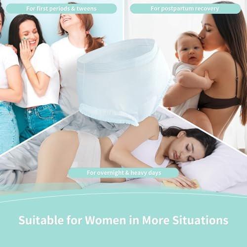 Disposable Period Underwear for Women S/M - Overnight Incontinence & Heavy Flow Pads, Leak-Proof, 360° Coverage for Ultimate Protection & Comfort, 12 Count - görsel 5