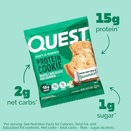Quest Nutrition White Chocolate Macadamia – Low Sugar: Only 1g of sugar per cookie means you can enjoy sweetness – Image 2