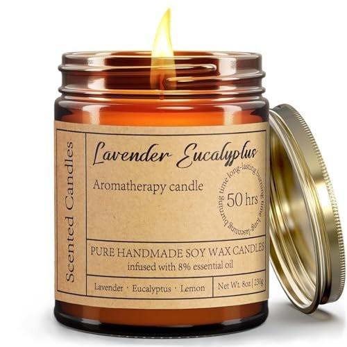 Liofeve Lavender Eucalyptus Candles for Home Scented - 8oz Aromatherapy Candles for Relaxation Anxiety Stress Relief Non Toxic, Calming Candles Gifts for Women Soothing Relaxing Bath Yoga Meditation - görsel 6