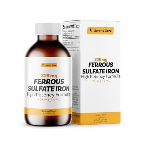 Ferrous Sulfate 325mg Liquid Iron 65mg of Elemental Iron by Llorens Care - 6 oz - Caramel Flavor - görsel 2