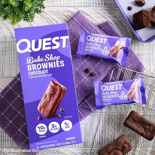 Quest Nutrition Bake Shop, Chocolate Brownies, 10g Protein, 2g Net Carbs, 1g Sugar, Protein Snack, 10 Count - görsel 1