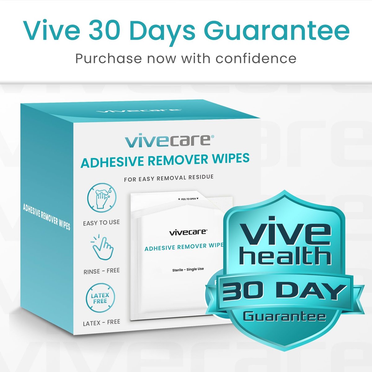 ViveCare Medical Adhesive Remover Wipes for Skin (50 Pack) - No Sting Adhesive Remover Pads - Ostomy & Stoma Adhesive Removal Wipes & Cleaner - Adhesive Barrier - görsel 4