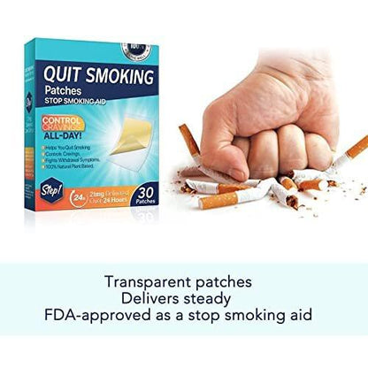 Quit Smoking Patches, Step 1 Stop Smoking Aids Patches, 21mg Quit Smoking Stickers that Work with 2 Weeks, 30 Count Helping Quit Patch, Anti-Stickers