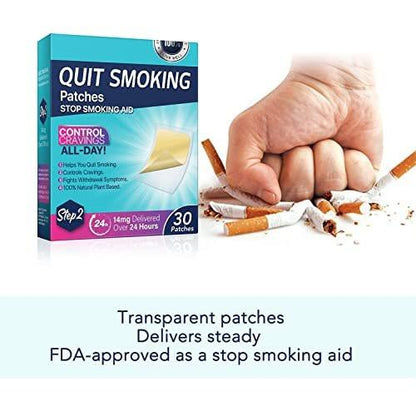 Quit Smoking Patches, Step 2 Stop Smoking Aids Patches, 14mg Quit Smoking Stickers that Work with 2 Weeks, 30 Count Helping Quit Patch, Anti-Stickers