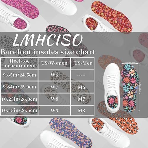 LMHCISO No Show Socks for Women, Shoe Inserts, Sockless, Anti Odor No Slipping, Washable Barefoot Inner Soles for Women, Floral Print, Size 6-9 - görsel 9