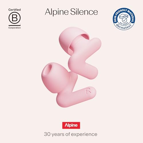 Alpine Silence Earplugs for Sleep, Focus & Travel - V-Shape Snug Fit & Soft Oval Tips – 4 Sizes XS/S/M/L - Comfortable, Reusable Hearing Protection - up to 25dB – Pink - görsel 18