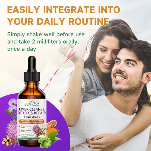 Liver Cleanse Detox & Repair Liquid Drops - 2000mg Milk Thistle, Dandelion Root, Artichoke, Silymarin Extract, & Turmeric Herbs - Vegan, Non-GMO - 2 Fl Oz (60ml) Bottle - görsel 13