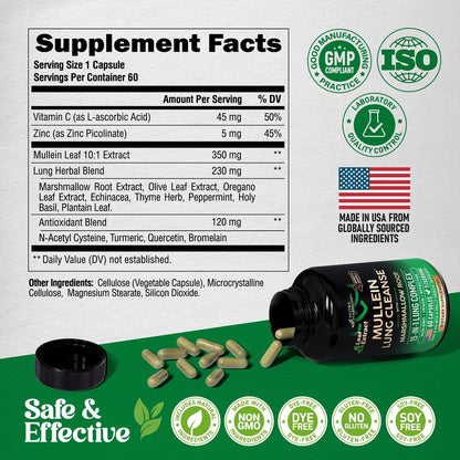 Mullein Lung Detox - Mullein Leaf 10:1 – Vegan & Clean: Free from animal products, gluten, and artificial – Image 5