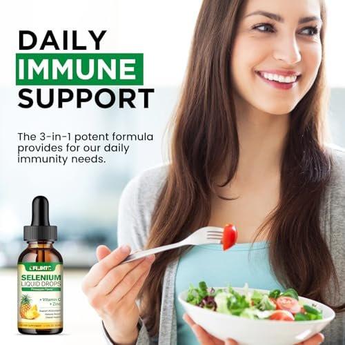 Selenium Liquid Drops, 200mcg Liquid Selenium Supplement with Vitamin C & Zinc, Support for Immune System, Antioxidant & Heart Health, High Absorption, Pineapple Flavor, 2 Fl Oz - görsel 10