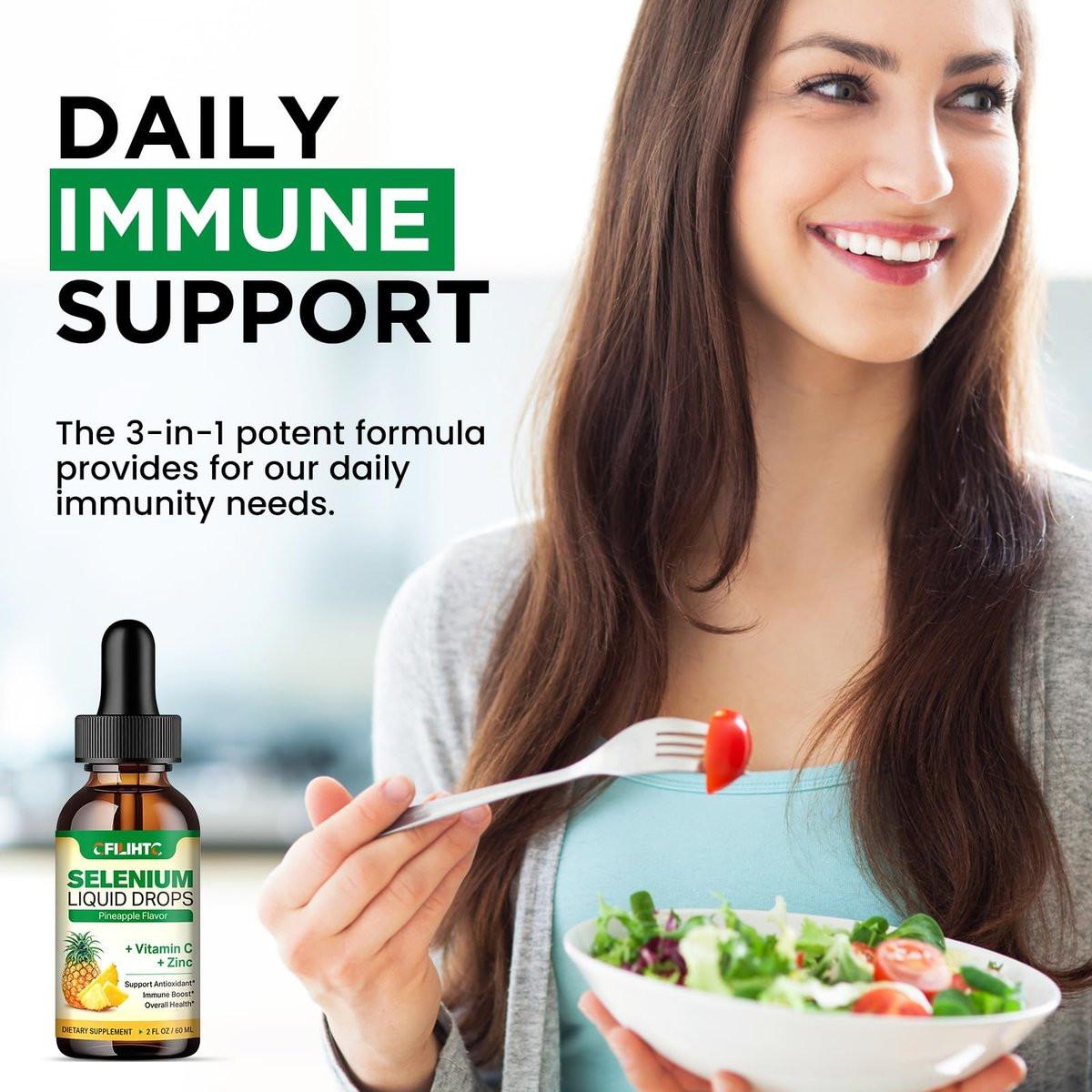 Selenium Liquid Drops, 200mcg Liquid Selenium Supplement with Vitamin C & Zinc, Support for Immune System, Antioxidant & Heart Health, High Absorption, Pineapple Flavor, 2 Fl Oz - görsel 9