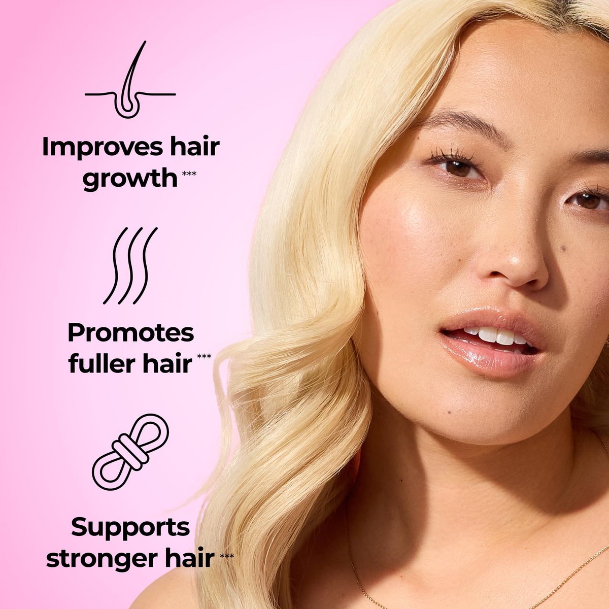 HUM Hair Strong Daily Hair Growth Supplement with Biotin, Zinc, Vitamin B12 to Support Growth, Folic Acid & Vitamin B12 Vitamins for Healthy Hair Support for Women and Men, 30 Vegan Capsules - görsel 3