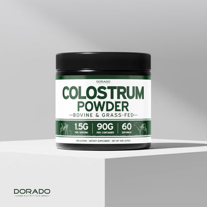Colostrum Supplement Powder 90g (60 Servings of 1.5g Pure Bovine Colostrum Std. to Contain 20% IgG Immunoglobulins) Grass Fed Powder - No Fillers, Third Party Tested, Unflavored & Non-GMO