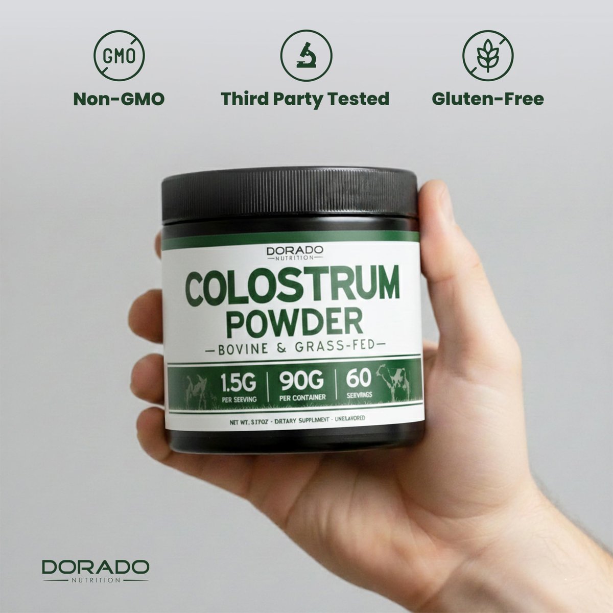 Colostrum Supplement Powder 90g (60 Servings of 1.5g Pure Bovine Colostrum Std. to Contain 20% IgG Immunoglobulins) Grass Fed Powder - No Fillers, Third Party Tested, Unflavored & Non-GMO - görsel 16
