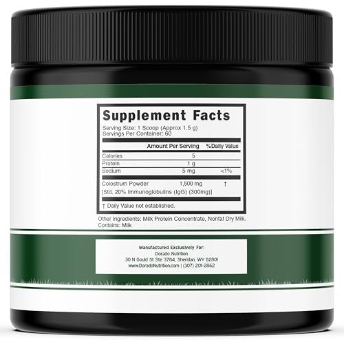 Colostrum Supplement Powder 90g (60 Servings of 1.5g Pure Bovine Colostrum Std. to Contain 20% IgG Immunoglobulins) Grass Fed Powder - No Fillers, Third Party Tested, Unflavored & Non-GMO - görsel 3