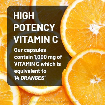 NatureWise Vitamin C 1000mg Capsules - Extra Strength Vegan Vitamin C for Daily Antioxidant & Immune Support - Non-GMO, USA Manufactured - 360 Capsules [360-Day Supply]