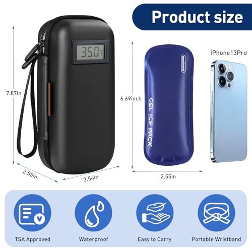 Insulin Cooler Travel Case, Portable Temperature Display Medicine Travel Cooler, Diabetes Case with 2 Reusable Ice Packs TSA Approved for Diabetic Supplies Patent Pending(Black) - görsel 13