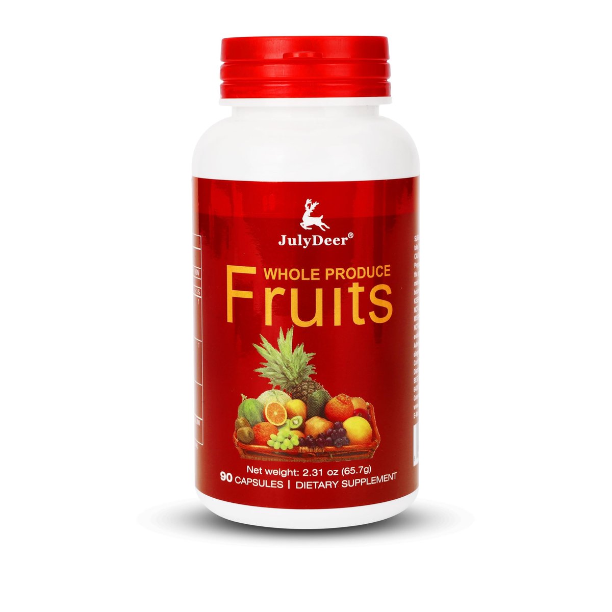 JulyDeer Fruit Supplement – 90 Total Vegetarian Capsules | Balance of Natural 16 Whole Fruits Blend | Fresh Superfood Formula with Vitamins and Minerals - görsel 1