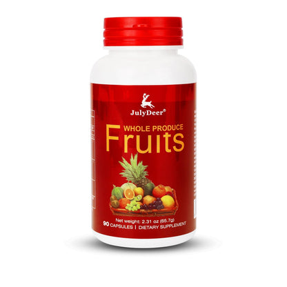 JulyDeer Fruit Supplement – 90 Total Vegetarian Capsules | Balance of Natural 16 Whole Fruits Blend | Fresh Superfood Formula with Vitamins and Minerals