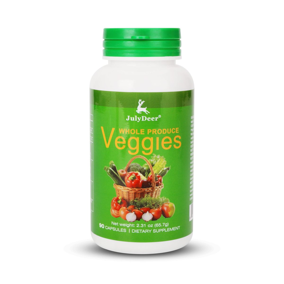 JulyDeer Veggie Supplement Premium Ingredients Natural – 90 Total Vegetarian Capsules | Balance of Natural 18 Whole Veggie Blend | Fresh Superfood Formula with Vitamins and Minerals - görsel 1