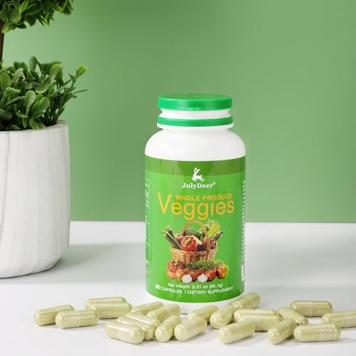 JulyDeer Veggie Supplement Premium Ingredients Natural – 90 Total Vegetarian Capsules | Balance of Natural 18 Whole Veggie Blend | Fresh Superfood Formula with Vitamins and Minerals - görsel 14