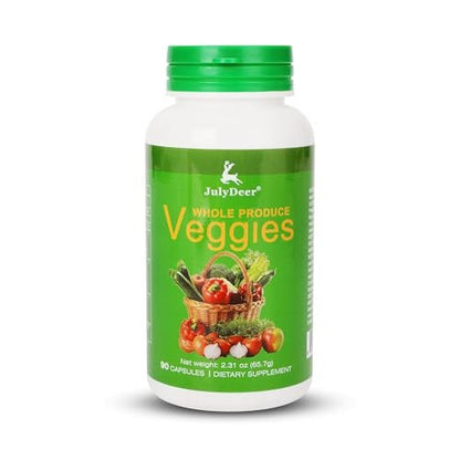 JulyDeer Veggie Supplement Premium Ingredients Natural – 90 Total Vegetarian Capsules | Balance of Natural 18 Whole Veggie Blend | Fresh Superfood Formula with Vitamins and Minerals