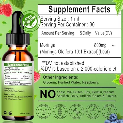 Organic Moringa Liquid Drops for Energy, Metabolism & Immune Support – Moringa Leaf Extract 6X Absorption Than Powder, Capsules, Gummies – Green Superfood Supplement for Women & Men - görsel 3