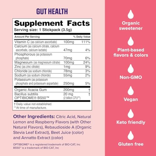 Ultima Replenisher Gut Health Supplement and Electrolytes Powder - Raspberry Lemonade, 14 Stickpacks - Hydration Packets with Added Gut Health Benefits - görsel 16