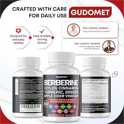 Berberine Ceylon Cinnamon - All-in-1 Supplement with Bitter Melon AVG Gymnema sylvestre Turmeric Milk Thistle Licorice Holy Basil Fenugreek Banaba