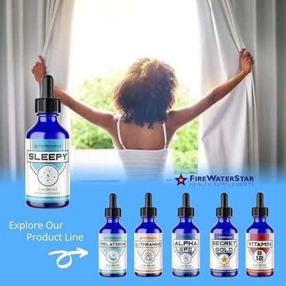 FWS Sleepy - Liquid Melatonin with Magnesium, L-Theanine - Natural Sleep Aid - Fast Acting Liquid Drops - Helps You Get to Sleep and Stay Asleep for a Good Night's Rest - Adults, Teens, Kids