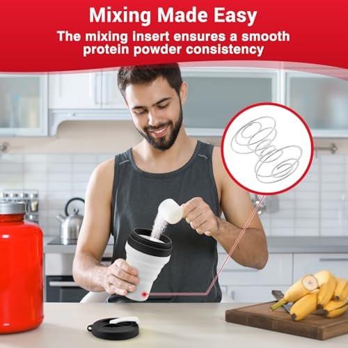 Tilcore Protein Shaker Bottle Collapsible - Food-Grade, Leakproof Lid 600mL/20oz Shaker - Reusable Silicone Shaker Cups for Protein Shakes for Gym-goers & Travelers - görsel 9