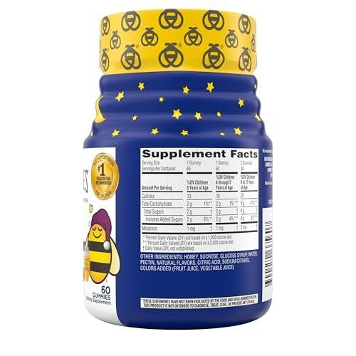 Zarbee's Kids Melatonin Gummies with 1mg Melatonin, Kids Sleep Gummy, Promotes Peaceful Sleep, Drug-Free, Non-Habit-Forming, Natural Strawberry, 60 ct - görsel 5