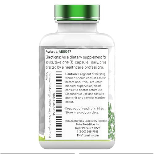 tnvitamins Moringa 120 Capsules | High Potency Moringa Leaf Extract Superfood Supplement for Energy, Vitality & Antioxidant Support - görsel 8