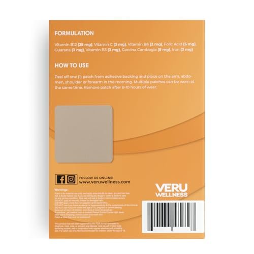 Veru Wellness B12 Energy Patch, Natural Patch B12, Garcinia - Self Adhesive Time Release Patch (60 Days) - görsel 5