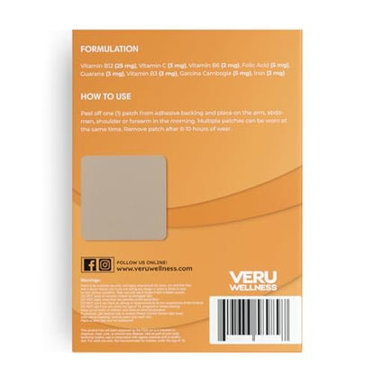 Veru Wellness B12 Energy Patch, Natural Patch B12, Garcinia - Self Adhesive Time Release Patch (60 Days)