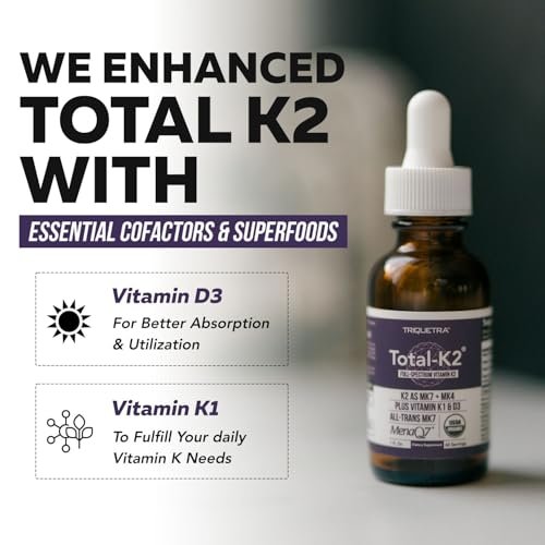 Total K2® | Vitamin K2 as MK7 & MK4 | Plus K1 & Vitamin D3 Cofactor - 620 mcg K2 per Serving - All-Trans MK7 from MenaQ7® - Full-Spectrum Vitamin K - Vegan, Organic Certified (Liquid 1 oz) - görsel 10