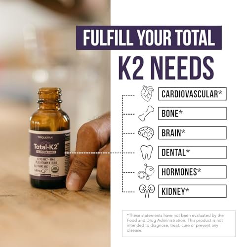 Total K2® | Vitamin K2 as MK7 & MK4 | Plus K1 & Vitamin D3 Cofactor - 620 mcg K2 per Serving - All-Trans MK7 from MenaQ7® - Full-Spectrum Vitamin K - Vegan, Organic Certified (Liquid 1 oz) - görsel 8