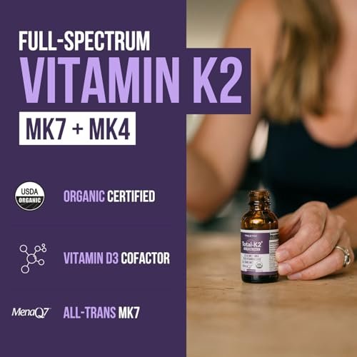Total K2® | Vitamin K2 as MK7 & MK4 | Plus K1 & Vitamin D3 Cofactor - 620 mcg K2 per Serving - All-Trans MK7 from MenaQ7® - Full-Spectrum Vitamin K - Vegan, Organic Certified (Liquid 1 oz) - görsel 4