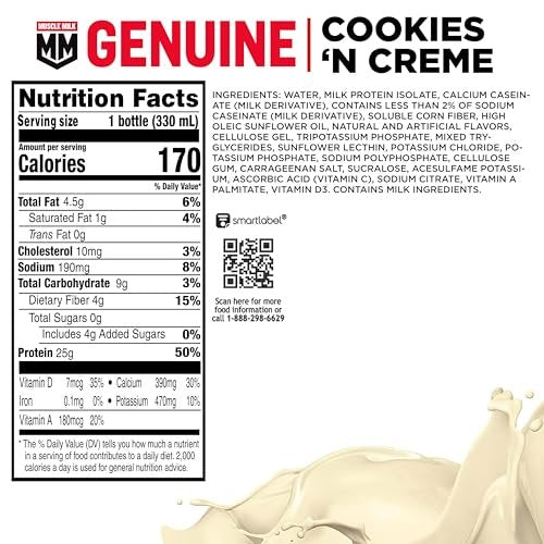 Muscle Milk Genuine Protein Shake, Cookies – Calcium & Vitamins A, C, D: Essential nutrients for bone health, – Image 4