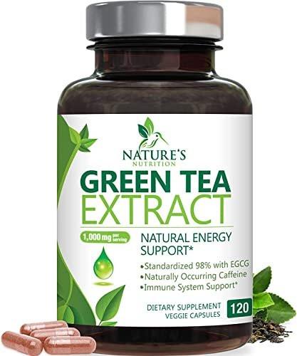 Green Tea Extract Capsules - 3X Strength Green Tea Extract 1000 mg Per Serving Pills with 45% EGCG & 98% Polyphenols for Natural Energy - Antioxidant Herbal Heart Support Supplement - 120 Capsules - görsel 2