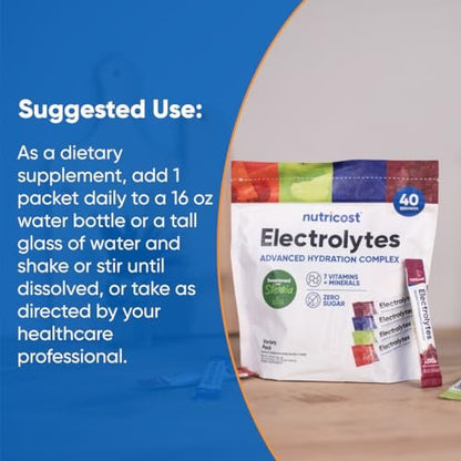 Nutricost Electrolytes Complex, Variety Pack – 40 Convenient Stickpacks: Perfect for travel, gym, office, or home. – Image 2