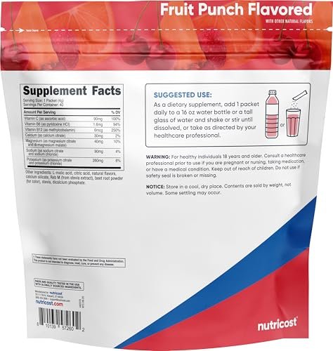 Nutricost Electrolytes Complex, Fruit Punch Flavored, 40 Stickpacks - Advanced Hydration Complex - görsel 2