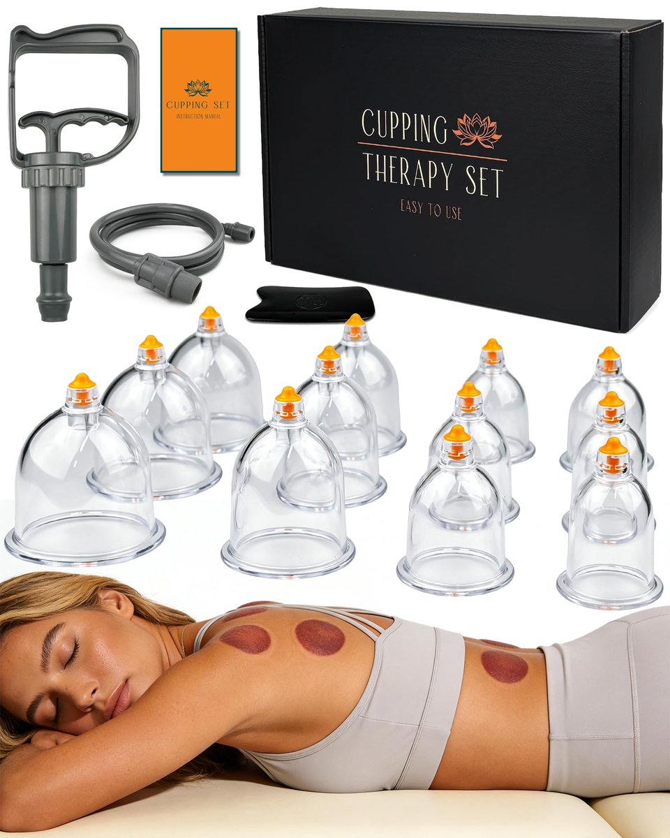DEFUNX 12 Cups Cupping Set - Cupping Kit for – Complete 12-Cup Set: Includes cups in multiple sizes to accommodate – Image 1