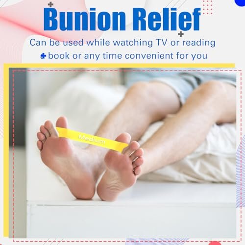 WinnerWhy Set of 5 Toe Stretcher Band Separator Spacer Bunion Correction Hallux Valgus Alignment Foot Stretcher Straightener Resistance Loop Yoga Exercise Foot Care with Carry Bag (Multicolor) - görsel 12